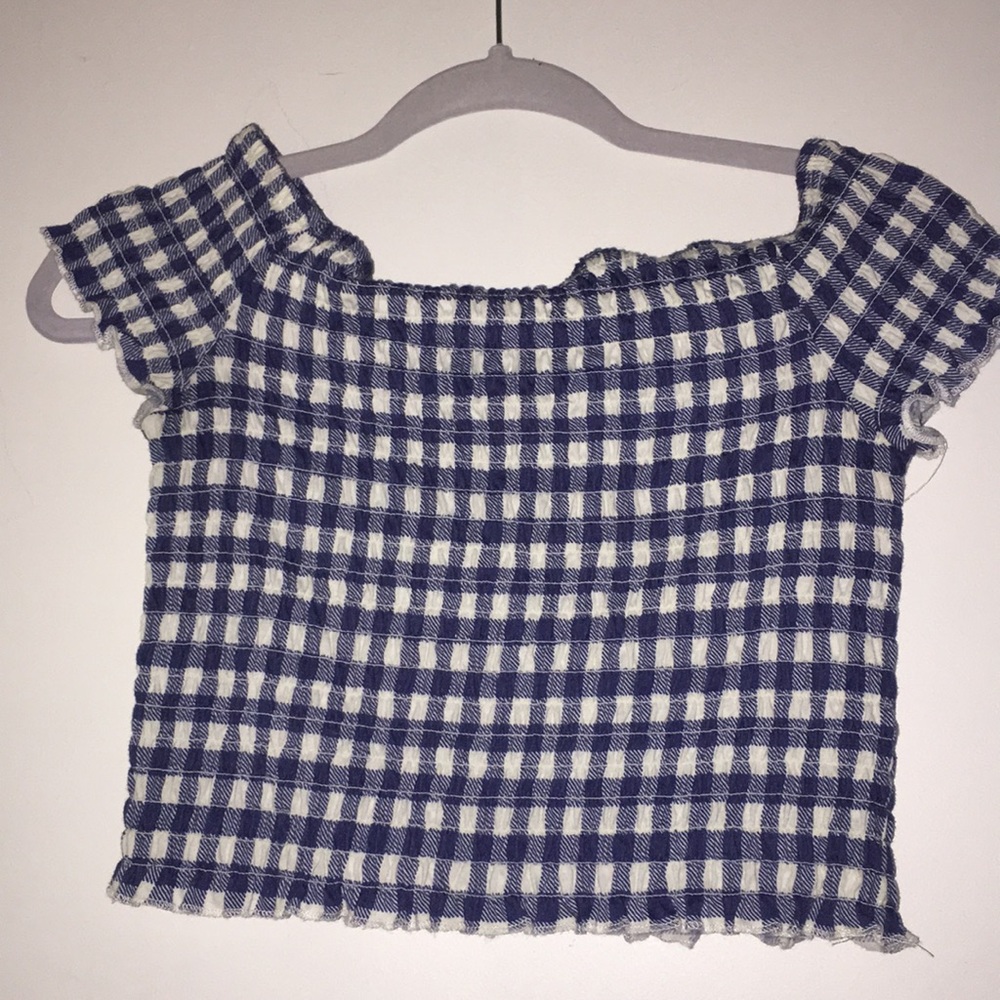 Blue & white crop top